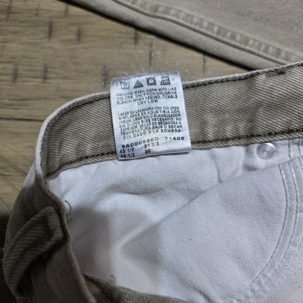 Vintage Lee 90s Regular Fit Jeans 42x30 Tan Khaki 100% Cotton Stained Y2K - Picture 10 of 14